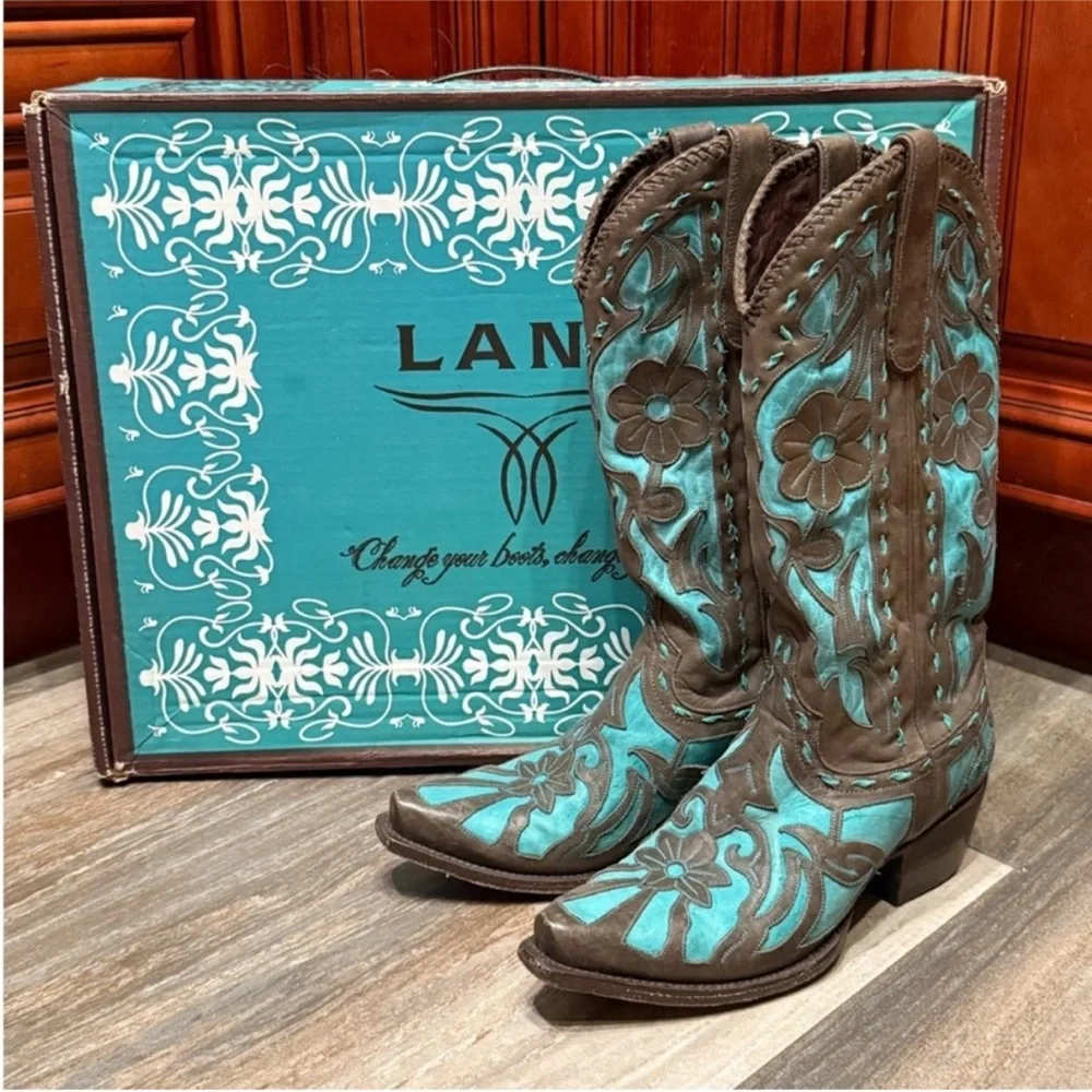 Lane Boots Poison Floral Flower Embroidered Cowboy Boots Cowgirl Wedding Rodeo 7 - Picture 3 of 7